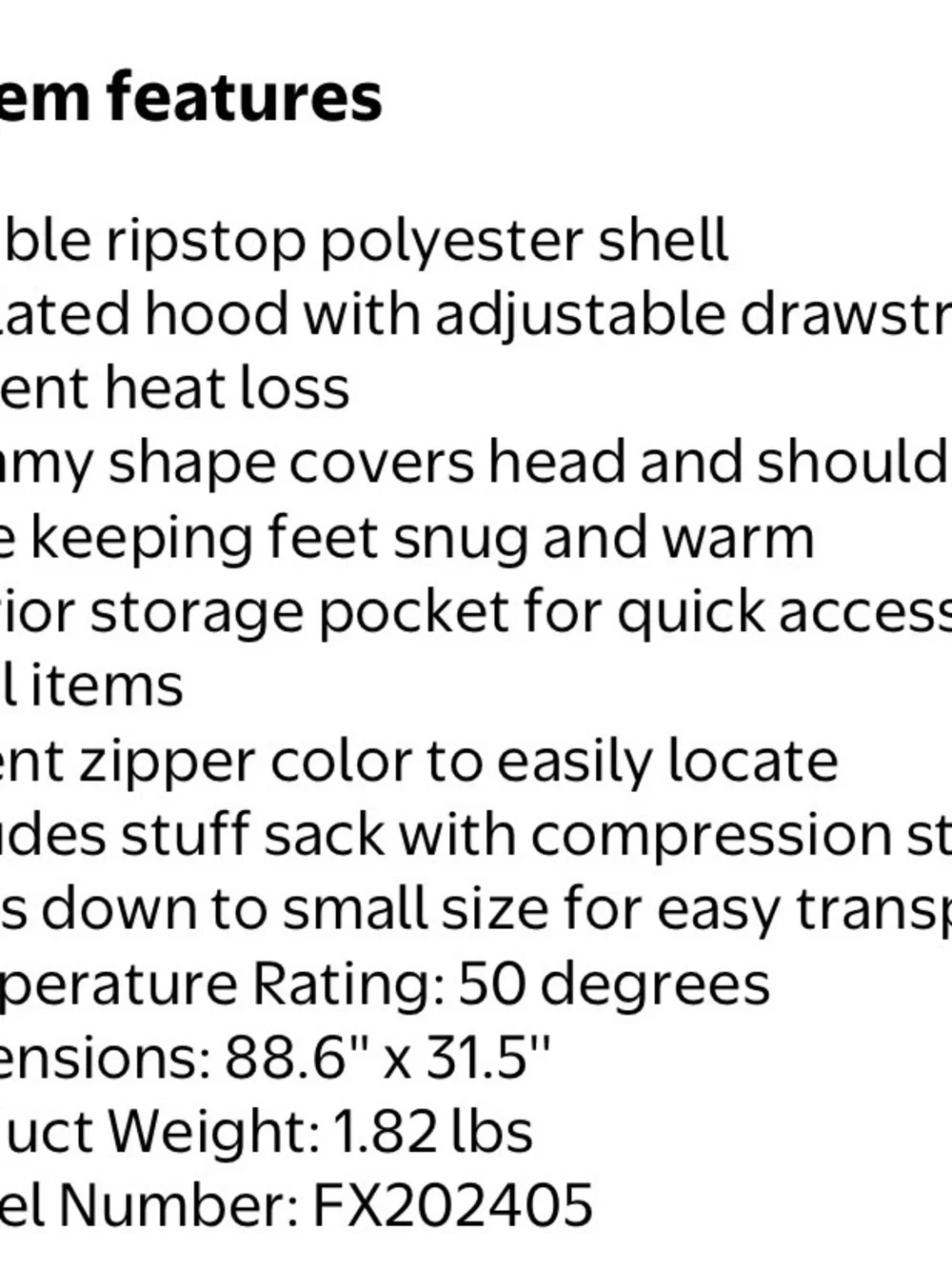 Ozark Trail Olive Green and Gray 50° Warm Weather Mummy Sleeping Bag